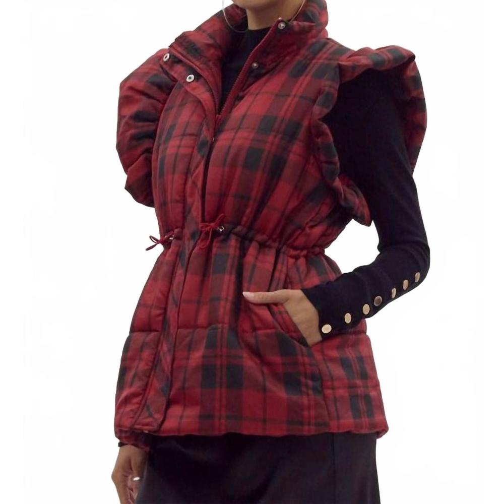 Entro Red and Black Plaid Vest - Picture 2 of 7